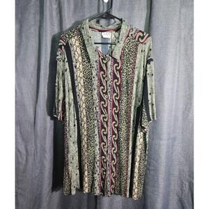 CLIO II USA Short-Sleeve Patterned Button-Up Shirt 750395 Size 3XL‎